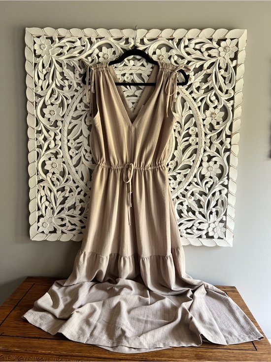 Calvin Klein Dresses & Skirts - Calvin Klein Cream Sleeveless V-Neck Tie-Waist Maxi Dress-WORN Once